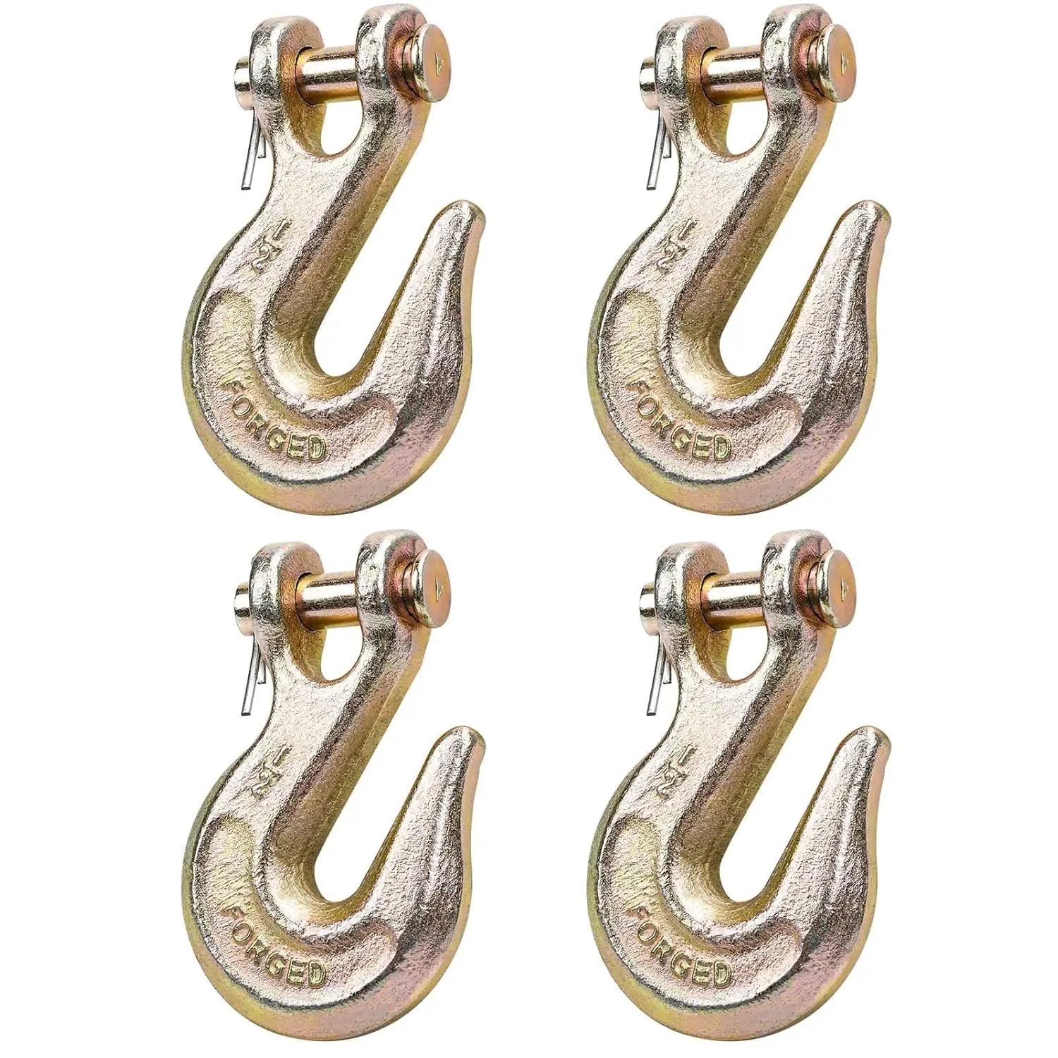 

Сверхмощные крючки для захвата цепи G80 1/2 дюйма, 4 комплекта сколов 80 класса, оцинкованное покрытие, ограничение нагрузки 12 000 фунтов для транспортных цепей