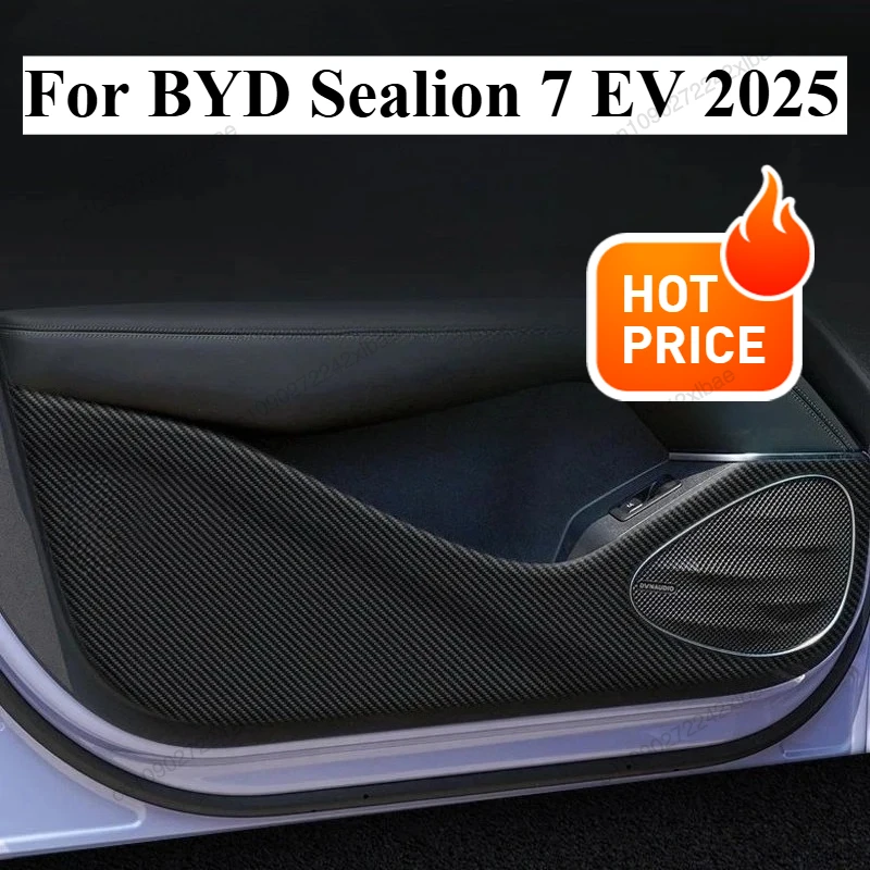 Door Anti Kick Pad Protection Stickers Carbon Fiber Inner Side Edge Film Car Accessories Gift 4 Piece For BYD Sealion 7 EV 2025