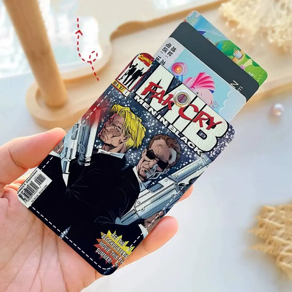 حامل بطاقات الفيلم باللون الأسود للرجال مناسب لحامل بطاقات العمل المصرفية وبطاقة الهوية الائتمانية وحامل حقيبة المفاتيح