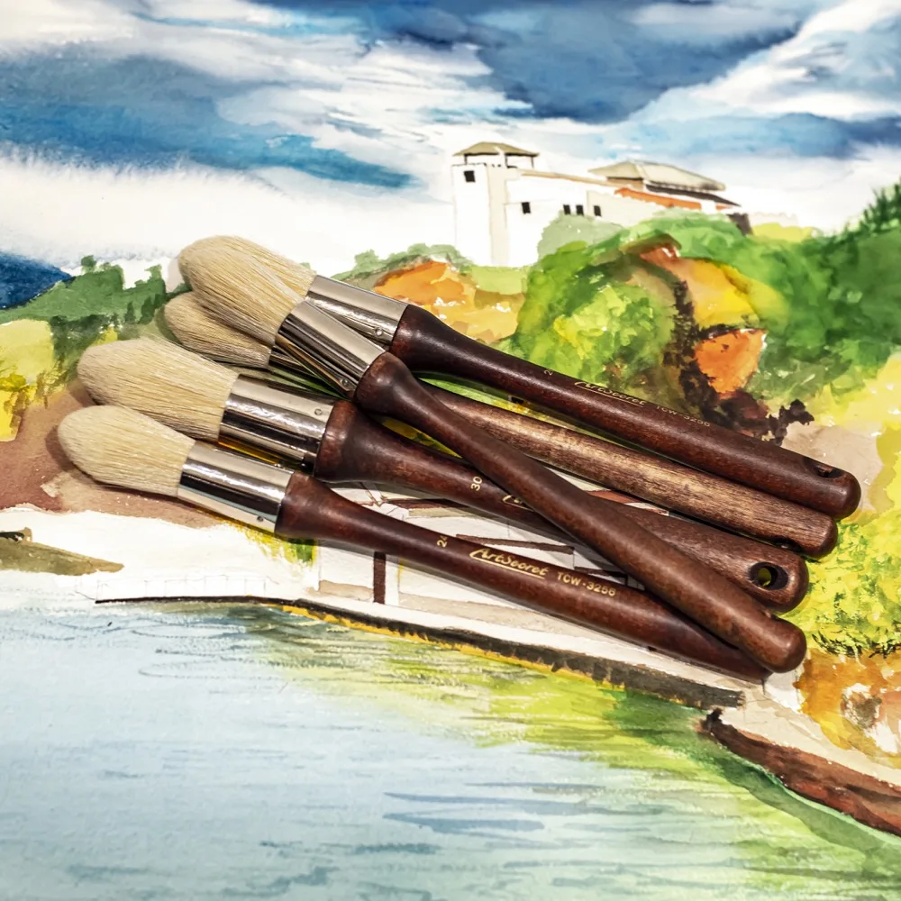 

Artsecret Big Size Trim Paint Brush Thick Synthetic Hair Long Handle Edge Painting Brush Touch Up Edge Painting Tool TCW-3256