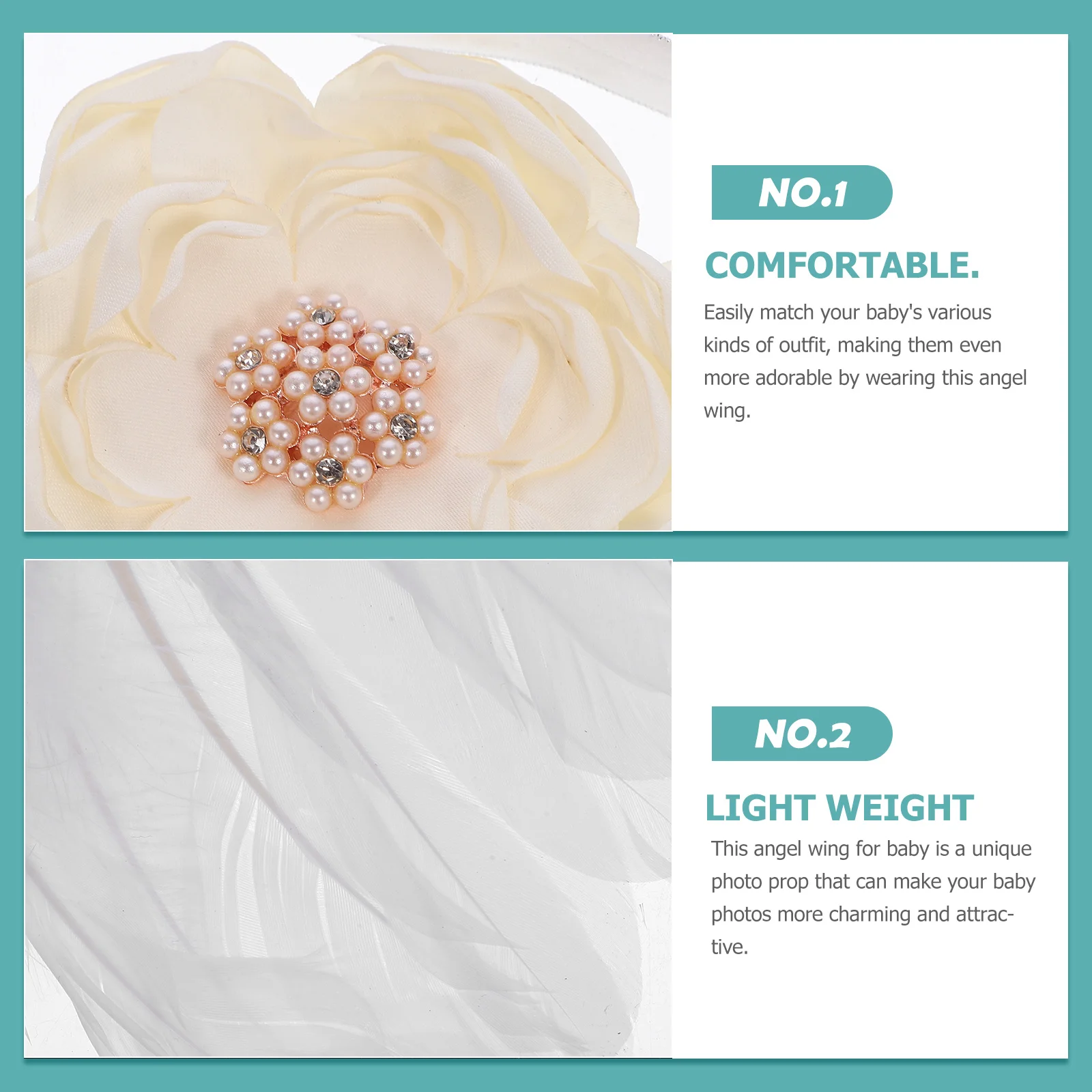

1Set Infant Angel Wing Costume Soft Cloth Wings and Flower Headband Photography Prop for Baby Toddler Photoshoot Cosplay