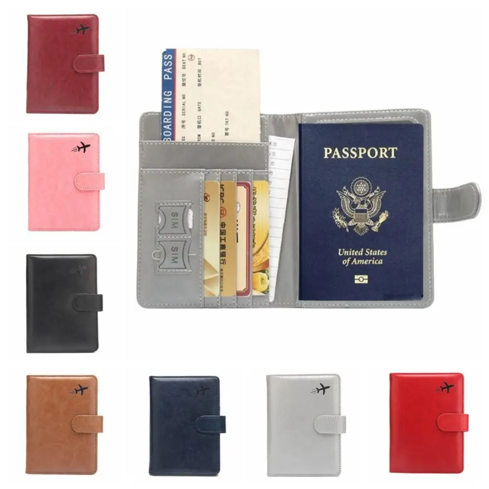 PU Leather Anti-theft Passport Holder Airplane Check-in Wallet Business Storage Bag Ticket Holder Card Case Passport Clip Women