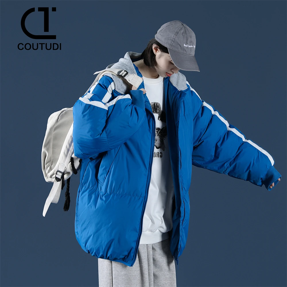 COUTUDI-Hooded Cotton Padded Parkas for Women, Warm Coats, Korean Fashion, Winter Jacket, Female Bread Clothing, Plus Size 2024