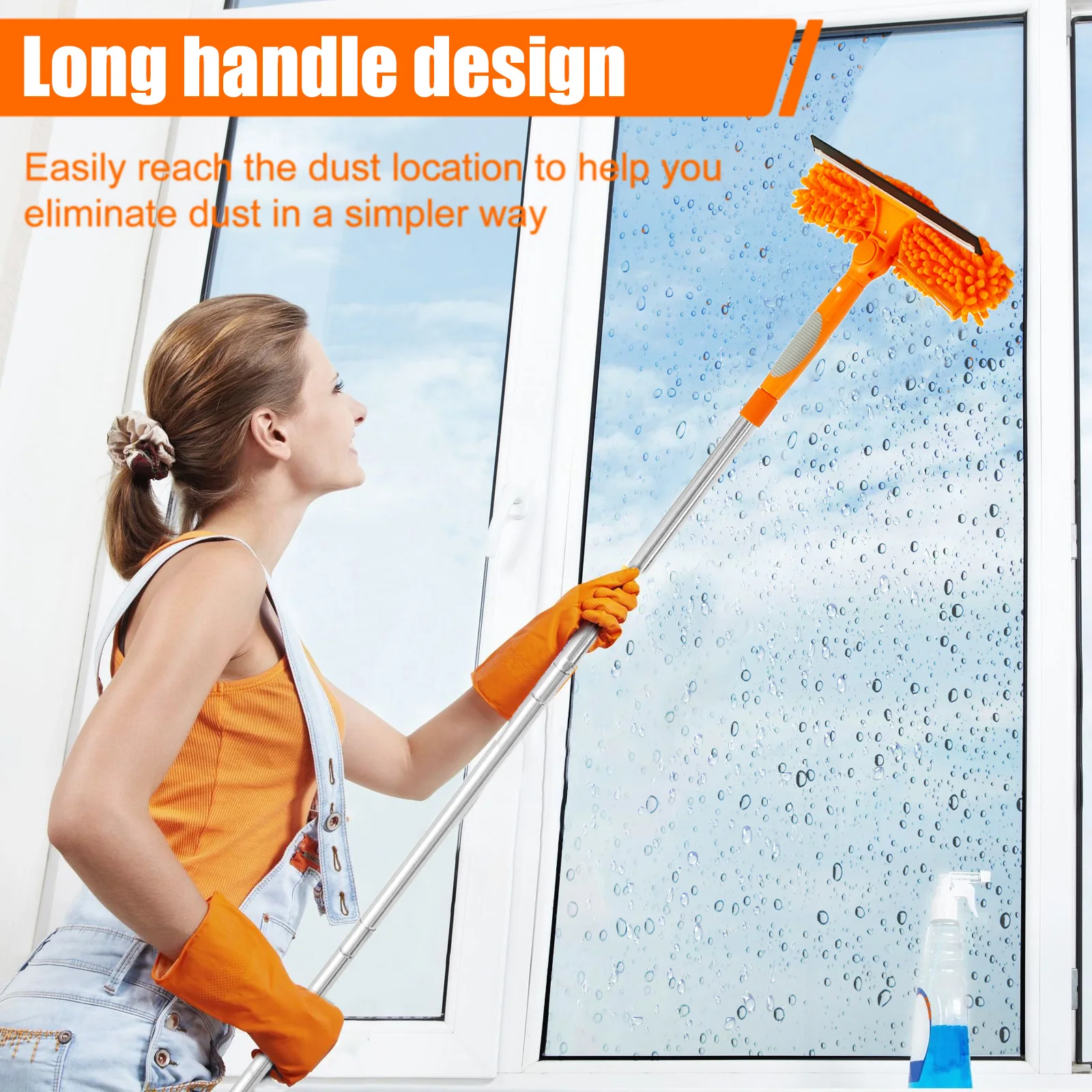 Extendable Window Cleaner Tools Set 180° Rotatable Long Handle Window Mop Household Squeegee Wiper Dust Cleaner Brush New