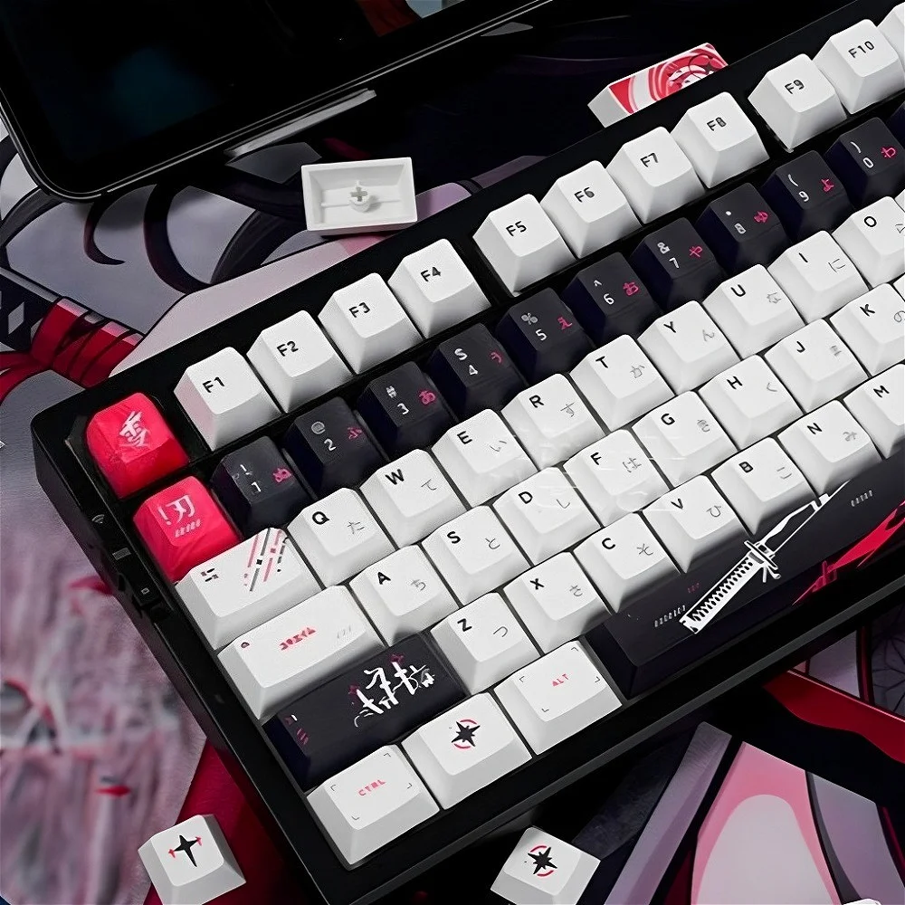 

Cherry Keycap Set PBT 130 Key Anime Theme Japanese Keyboard Cap for Mx Switch HI75 HI8 F99 104 64 Wooting Mechanical Keyboard