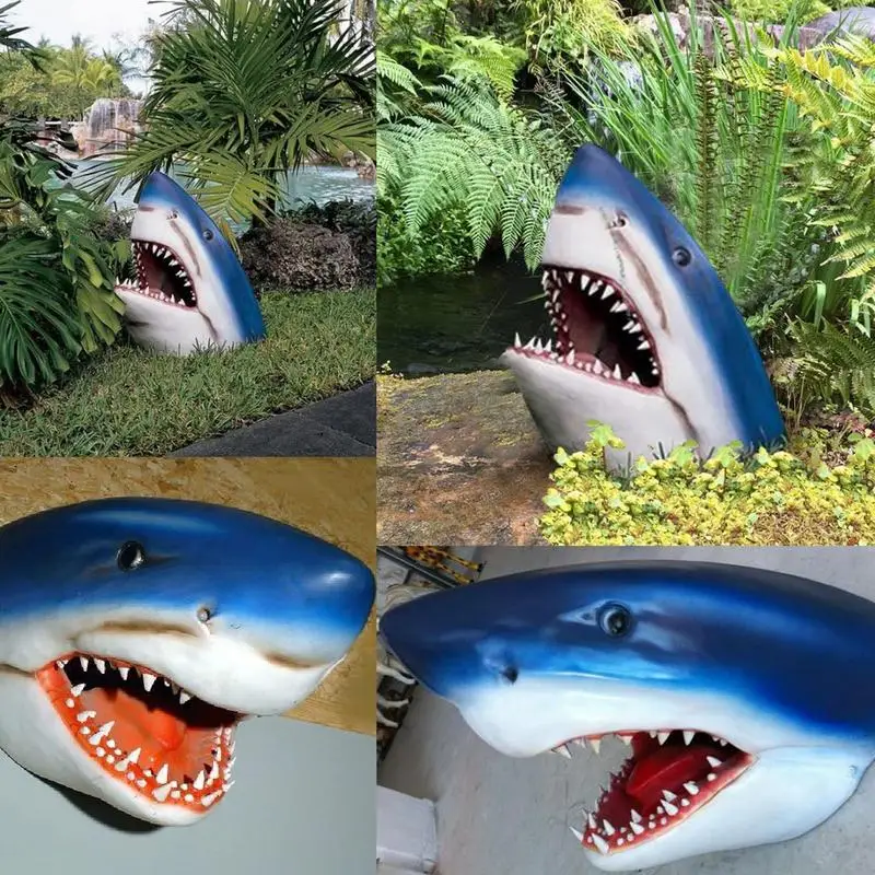 

Shark Statue Outdoor Floating Pool Shark Head Decor Outdoor Decorative Art Craft For Doorway Courtyard Patio Balcony Lawn