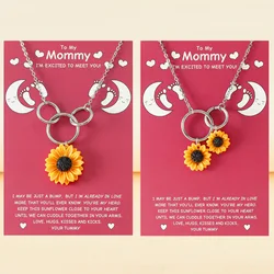 New Versatile Stainless Steel Round Necklace Resin Sunflower Gift Wholesale for Mom's Collar Chain