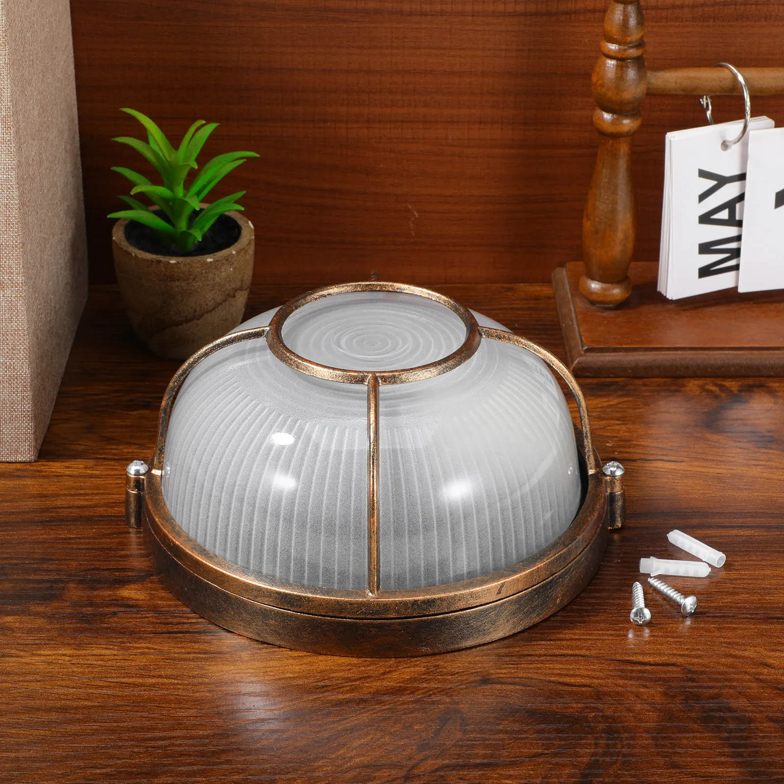 Bulkhead Light Fixture Vintage Shade Aluminum Glass Bulkhead Outdoor Wall Light Nautical Design for Patio Porch Garage Walkway