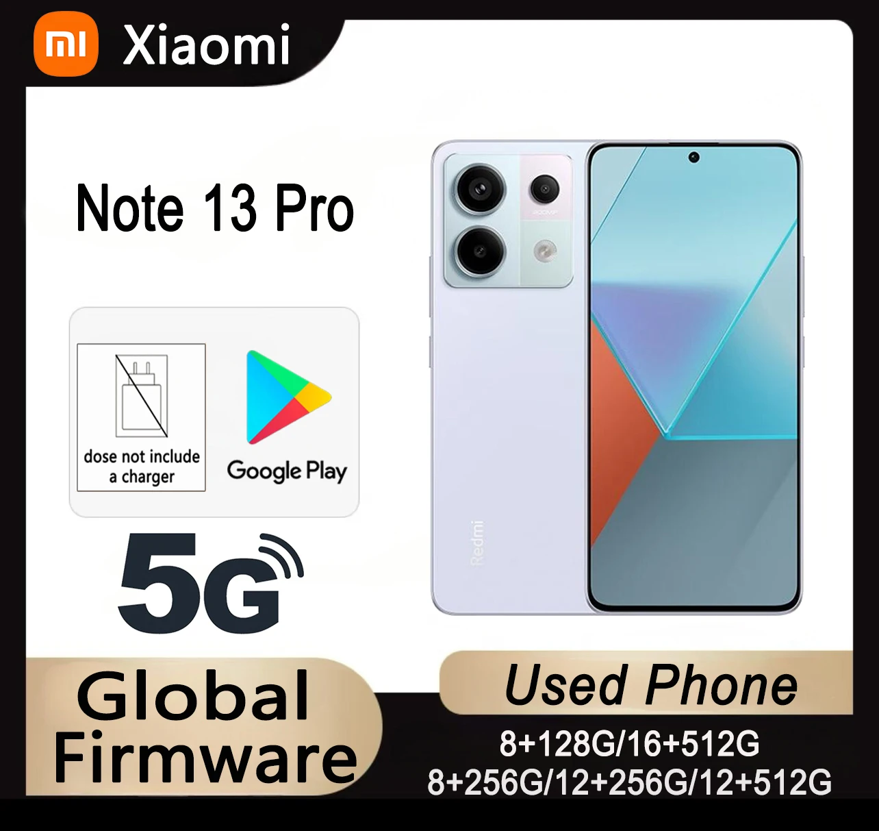 Global Firmware Xiaomi Redmi Note 13 pro 5G Version Plus 6.67 inches 1220 x 2712 pixels HyperOS 2.0 used phone