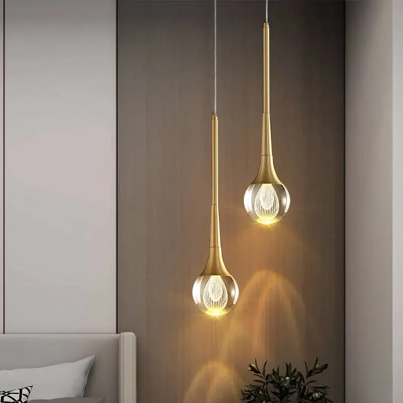 Nordic LED Copper Suspension Lamp Modern Home Bedroom Bedside Lamp Pendent Lamp Creative Luxury Personality Chandelier lights