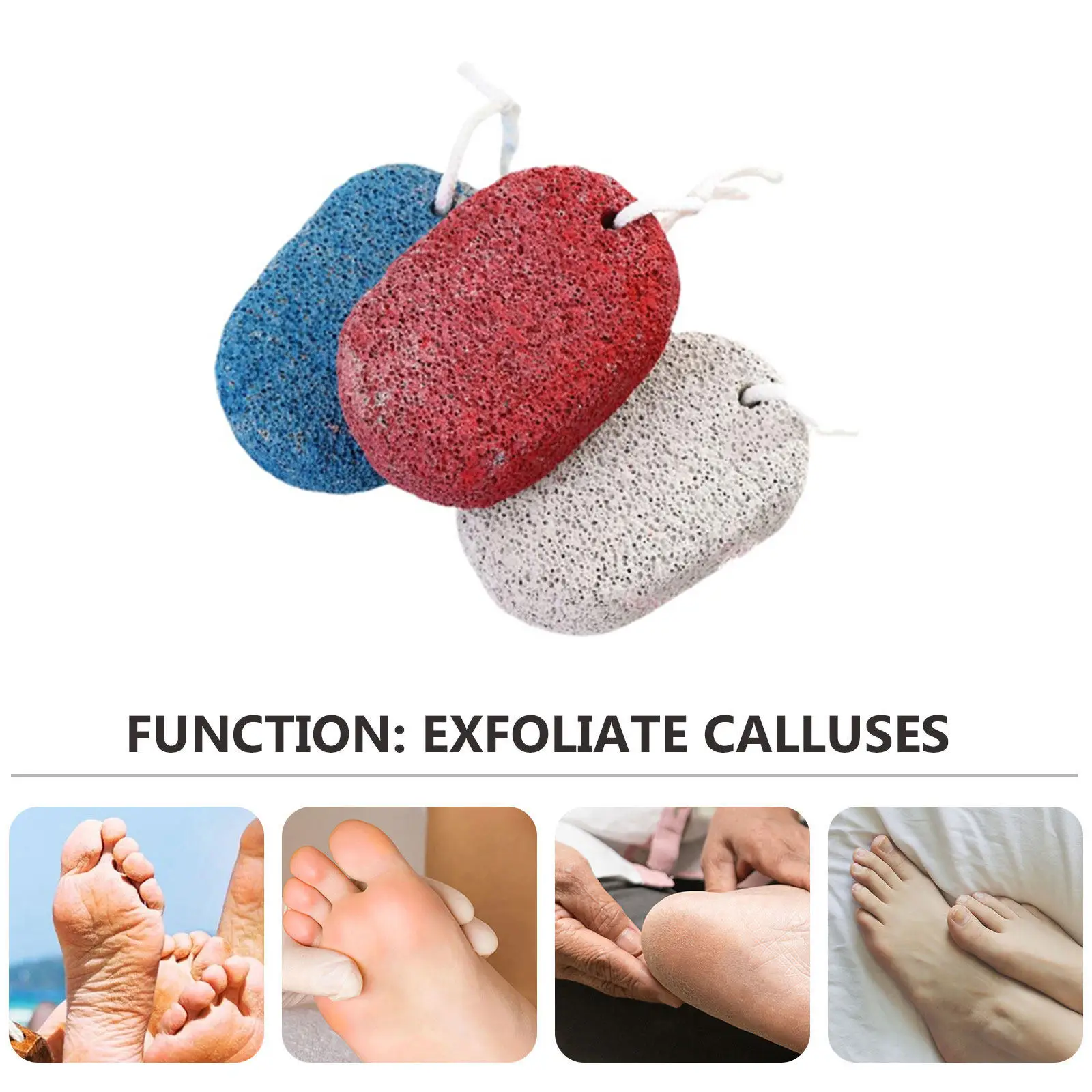 2Pcs Foot Pumice Stone Set Natural Lava Rock Pedicure Tool for Corns Hard Skin Removal Blood Circulation Foot Massage Tool