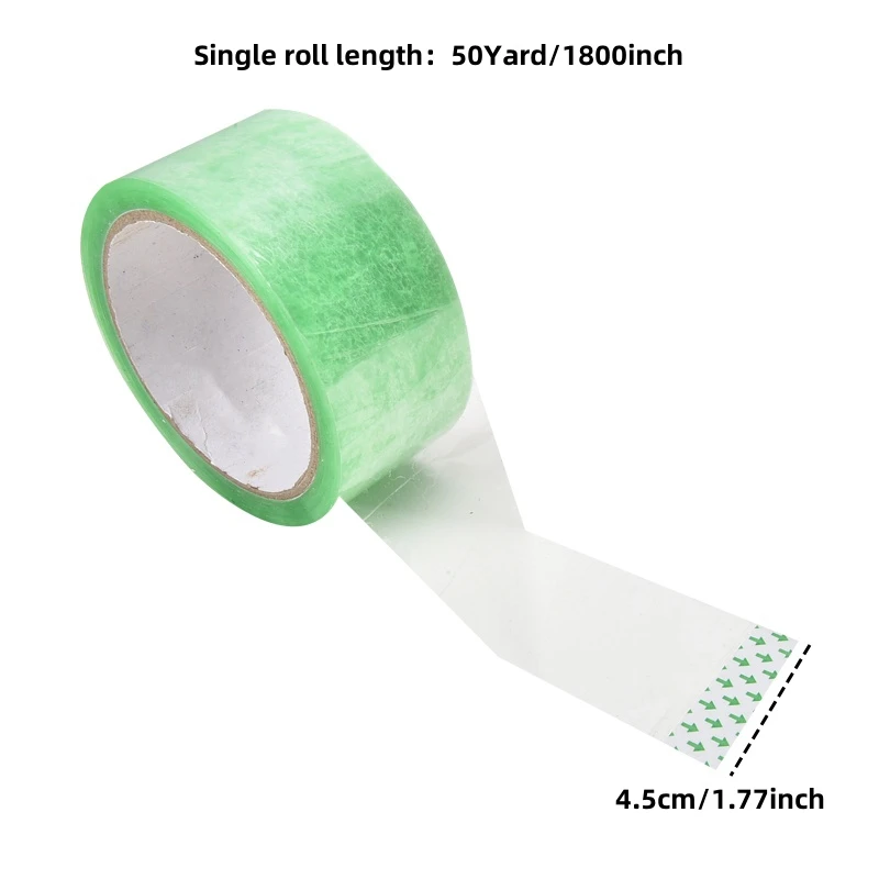 1800inch/Roll Transparent Green Tape Packaging Tool Office Packing Supplies Waterproof PP Material Durable Written As Marking