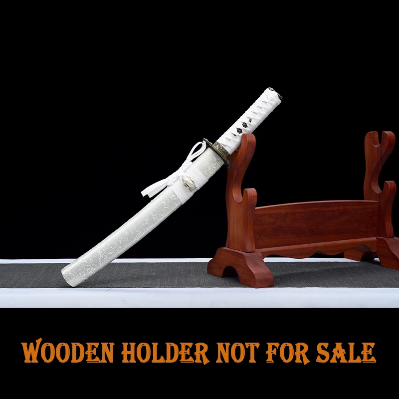 Custom-made Wooden Iaito Training Sword for Childern Used, Home Decor, Tanto, Full Size Small Sword, Type A, Metal Fitting,White view 4