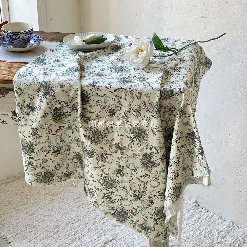 145x50cm Digital Print 40s 100% Dark Green Cotton Floral Dress for Kids and Women Sewing Cloth