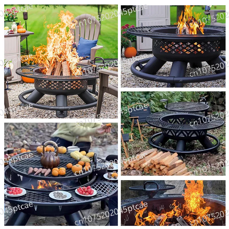 Grill Wood-Burning Barbecue for Parties Wood Burning Bowl High Quality Outdoor Steel Fire Pit with Removable Cooking
