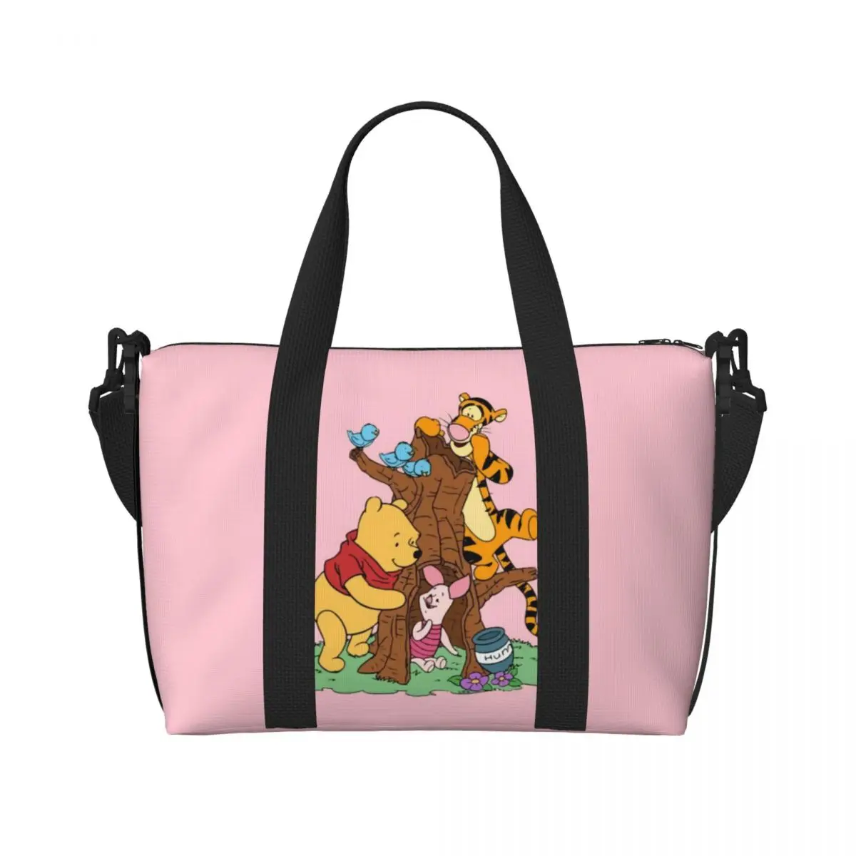 Custom Large Winnie Pooh Bear Tote Bag for Women Anime Manga Shopper Shoulder Gym Beach Travel Bag