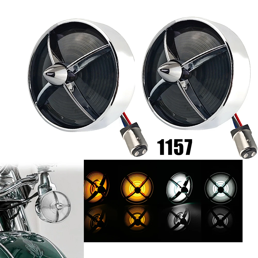 

Motorcycle 3 1/4" Turn Signal Light Lens Cover 1157 LED Yellow White Beam For Harley Electra Glide FLHT