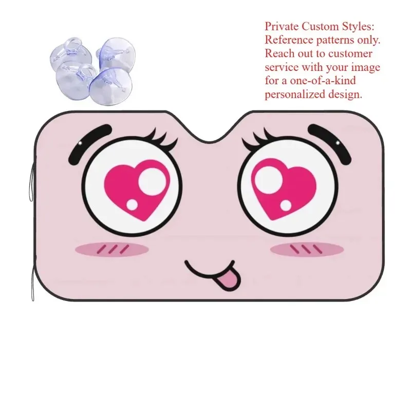 مظلة شمسية مخصصة للزجاج الأمامي للسيارة مطبوعة بالكامل |   عزل الحرارة للحماية من الأشعة فوق البنفسجية |   بوليستر + رقائق الفقاعات - مقاسين مع أكواب شفط