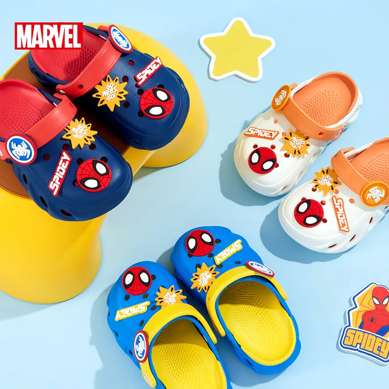 

Disney Children's Sandals Cartoon Spiderman Boys Slippers Kids Soft Bottom Home Shoes Anti-slip Waterproof Sandals for 1-6Y