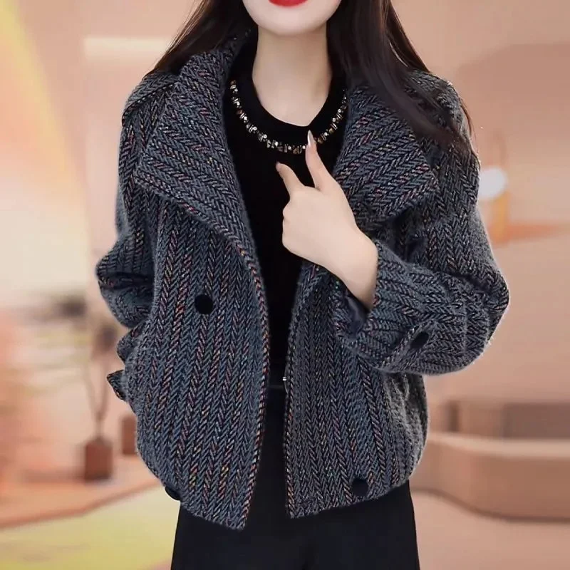 韓国女性のファッションパッチワークコート春秋レディーススタンドカラーカジュアルショートジャケット女性ハイエンド長袖アウター