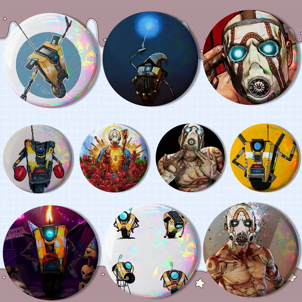 

Borderlands C-Claptrap Psycho Round Exquisite Badge Brooches Creative Pins For Clothes Hat Backpack Gift Accessories