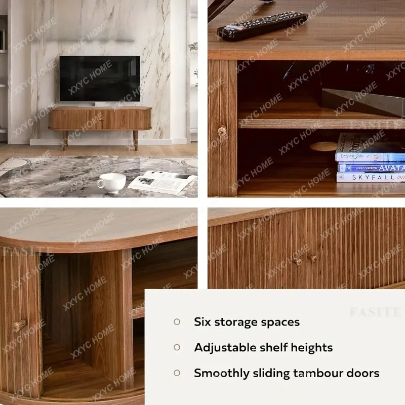 XXTV STAND with Storage and Shelves to fit 32’’ - 60’’ TVs Wood Entertainment Center for Living Room and Bedroom
