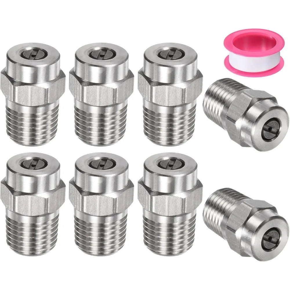 

8 упаковок насадок для очистки поверхности — 15 градусов 1/4 NPT, насадки для мытья высокого давления, замена насадки для очистки, нержавеющая сталь с уплотнением