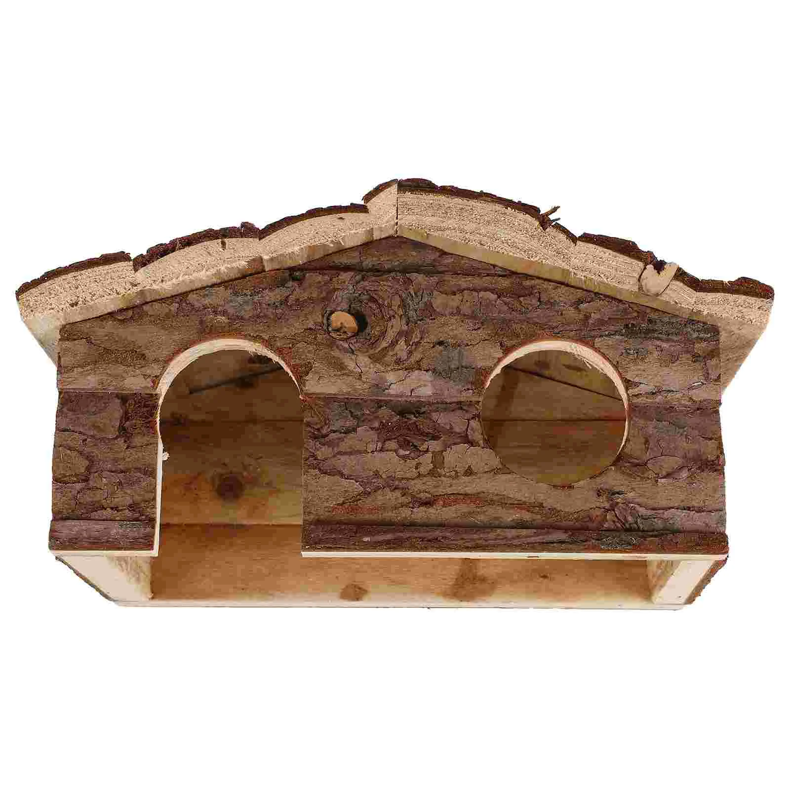 

Hamster Wood House Cute Small Animal Hut Guinea Pig Hideout Mouse Habitat Rat Cage Decor Hamster Cabin Wood Hideouts Pet Rest