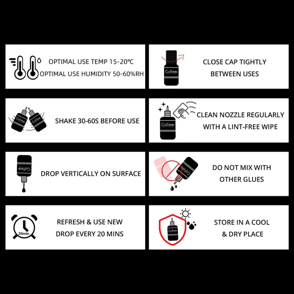 Gollee 0.5s رمش تمديد الغراء التجفيف السريع المهنية رمش لاصق مقاوم للماء جلدة لوازم لصالون رمش الغراء #6
