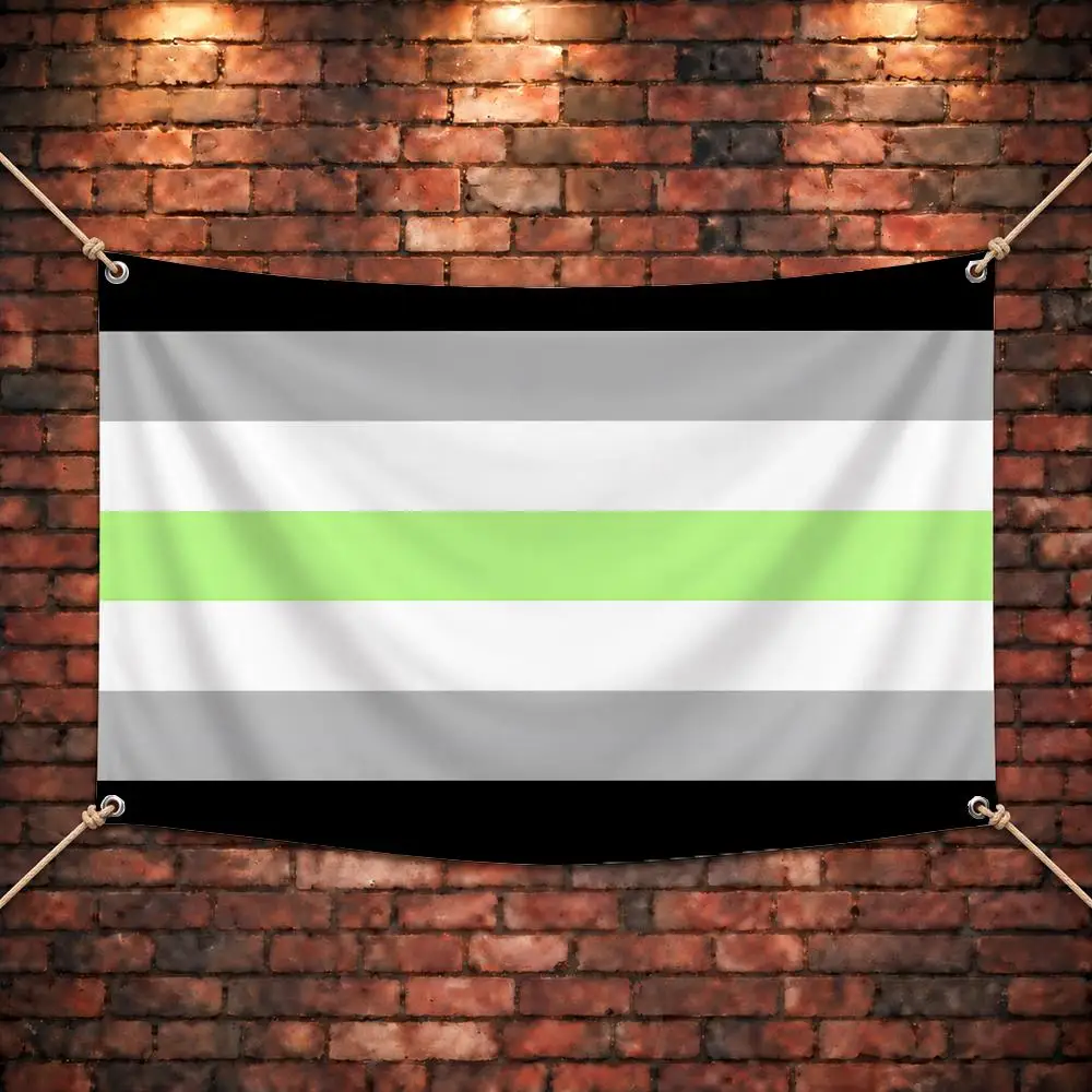 Minimal Balanced Design A-Agender Pride Flags Four Rings Bright Hanging Yard Decor Indoor Outdoor Assembly