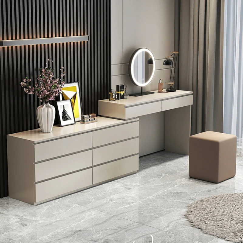 Tocador minimalista de lujo Para dormitorio, mueble de almacenamiento con cajón europeo, color blanco, Para niñas