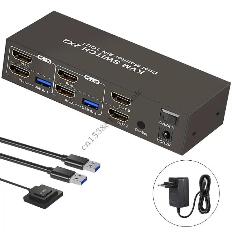 

594F Коммутатор HDTV с двойным монитором и 4 портами USB3.0. Металлический корпус. Европейская версия. Управление несколькими