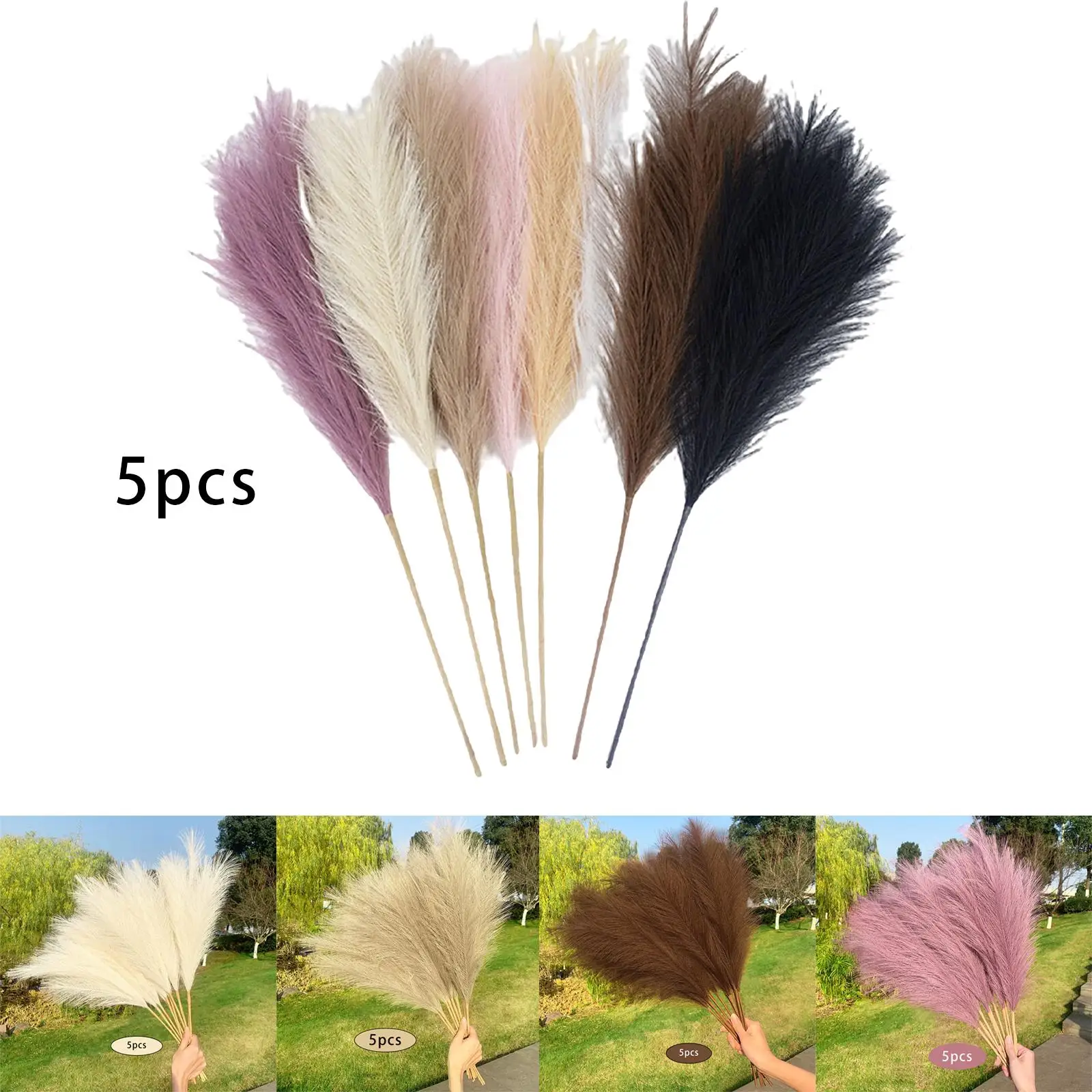 5 Pieces Artificial Pampas Grass 70cm Tall Fake Pompous Flower DIY Wedding Party view 3