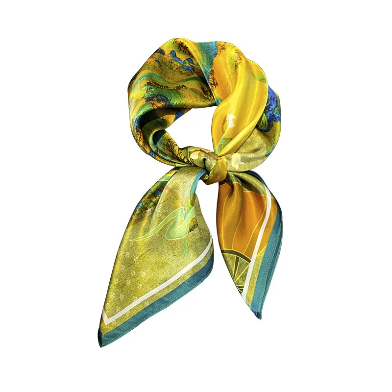 100% real lenço de seda marca pura feminina luxo hangzhou envolve para senhoras impressão xales foulard femme cachecóis naturais