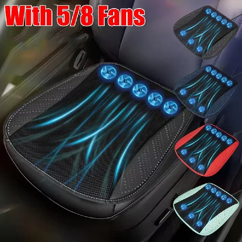 Car Cooling Seat Cushion Ventilation And Heat Dissipation With 8/5 USB Fan For Quick Blowing And Refrigeration Of Car Seats