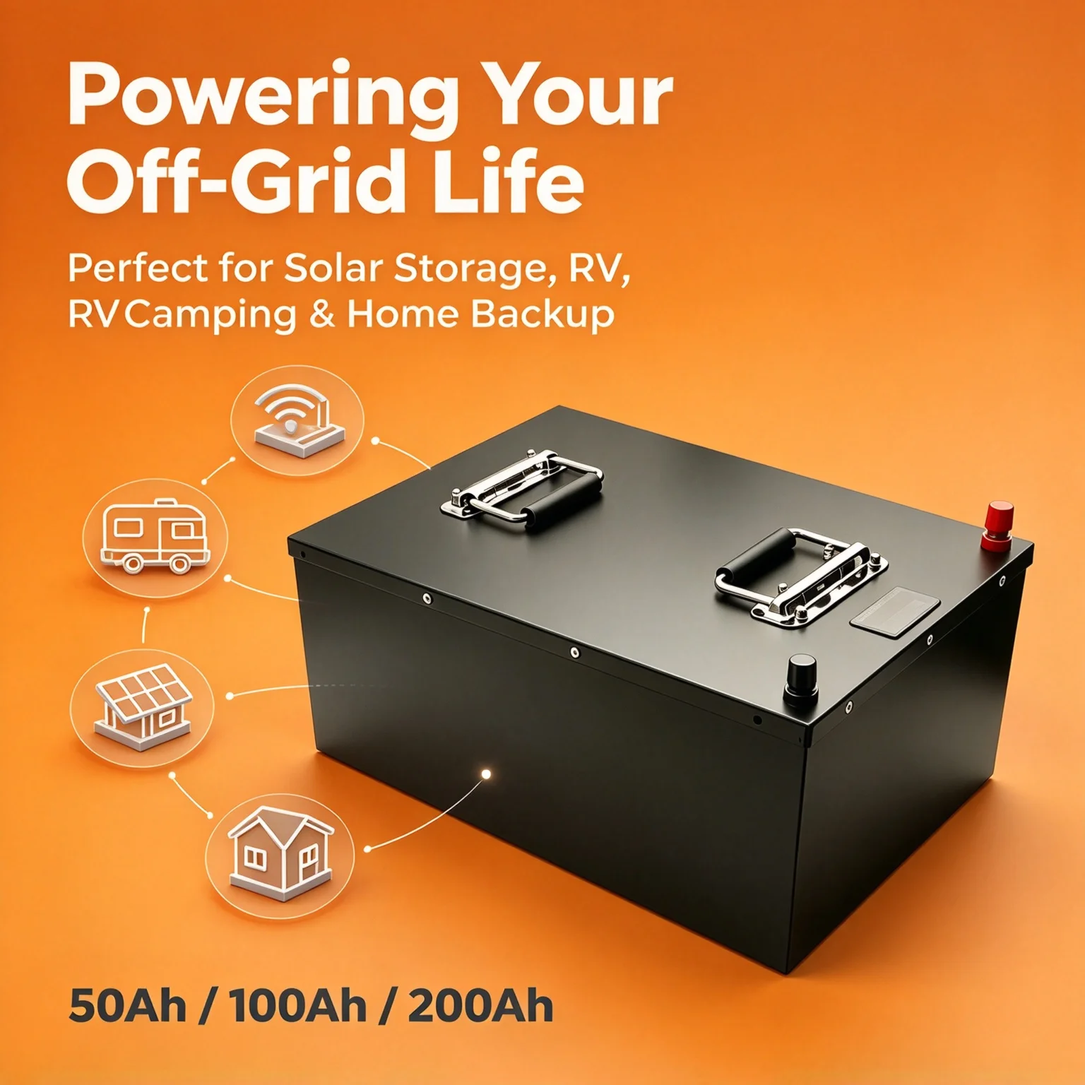 48V LiFePO4 Battery 100Ah 200Ah Built-in BMS Deep Cycle Rechargeable for Solar RV Off-Grid Home Energy Storage 6000+ Cycles