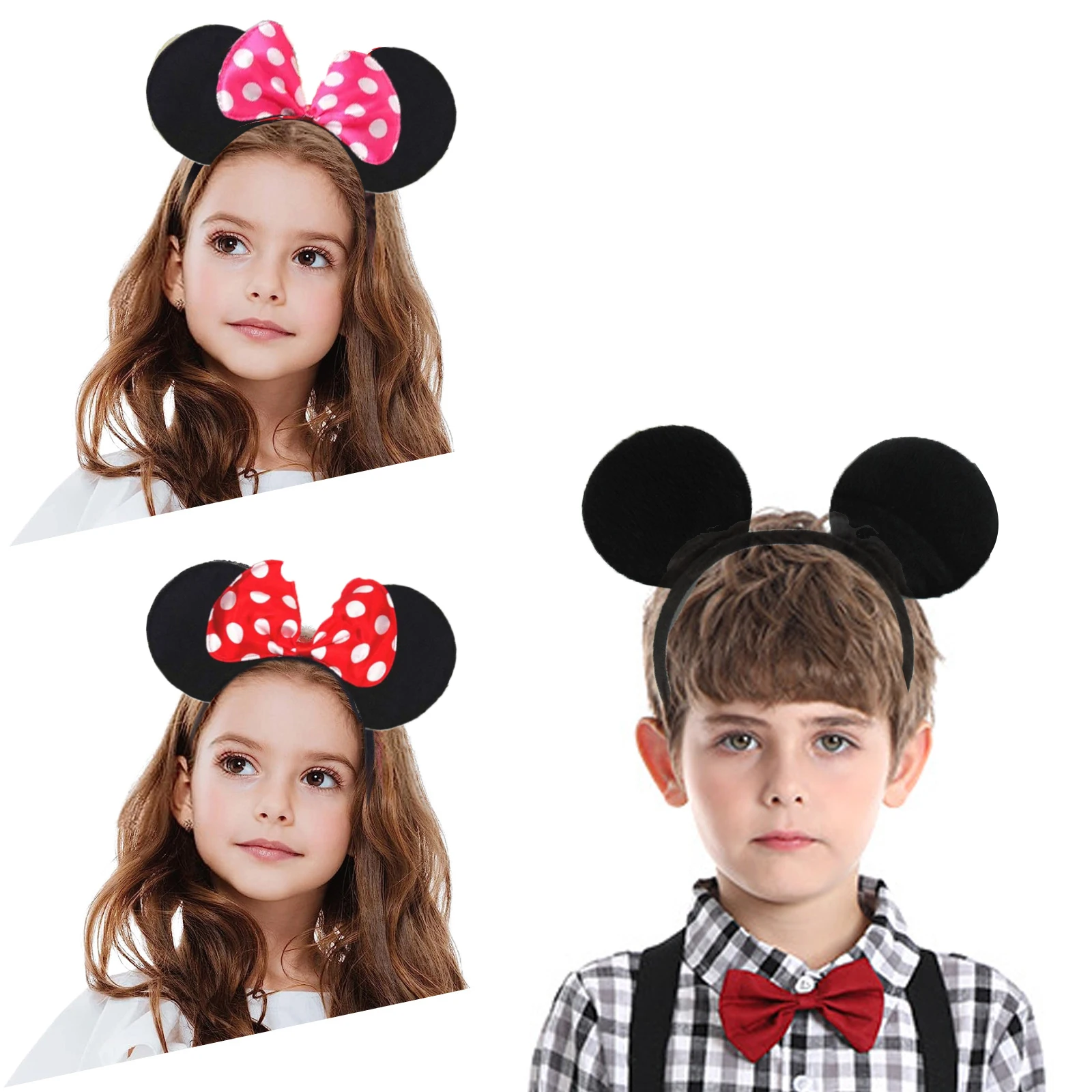 Children Christmas Halloween Carnival Easter Mouse Disguised Clown Performance Party Accessories Boys Girls Gloves+Headband Sets