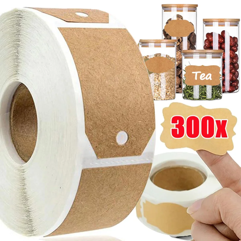 Kraft Paper Stickers Kitchen Spice Jar Labels Handmade Stationery Gift Tags Paper Xmas Decoration DIY Envelope Sealing Sticker