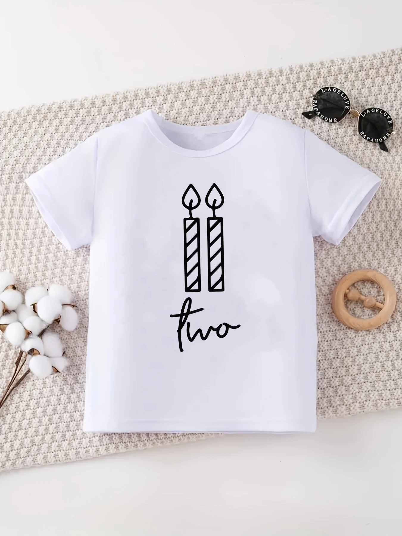 

2nd Birthday Gift Candle Printed T Shirt Girls/Boys The Best Birthday Gift T-Shirt Summer Short Sleeve T-Shirt