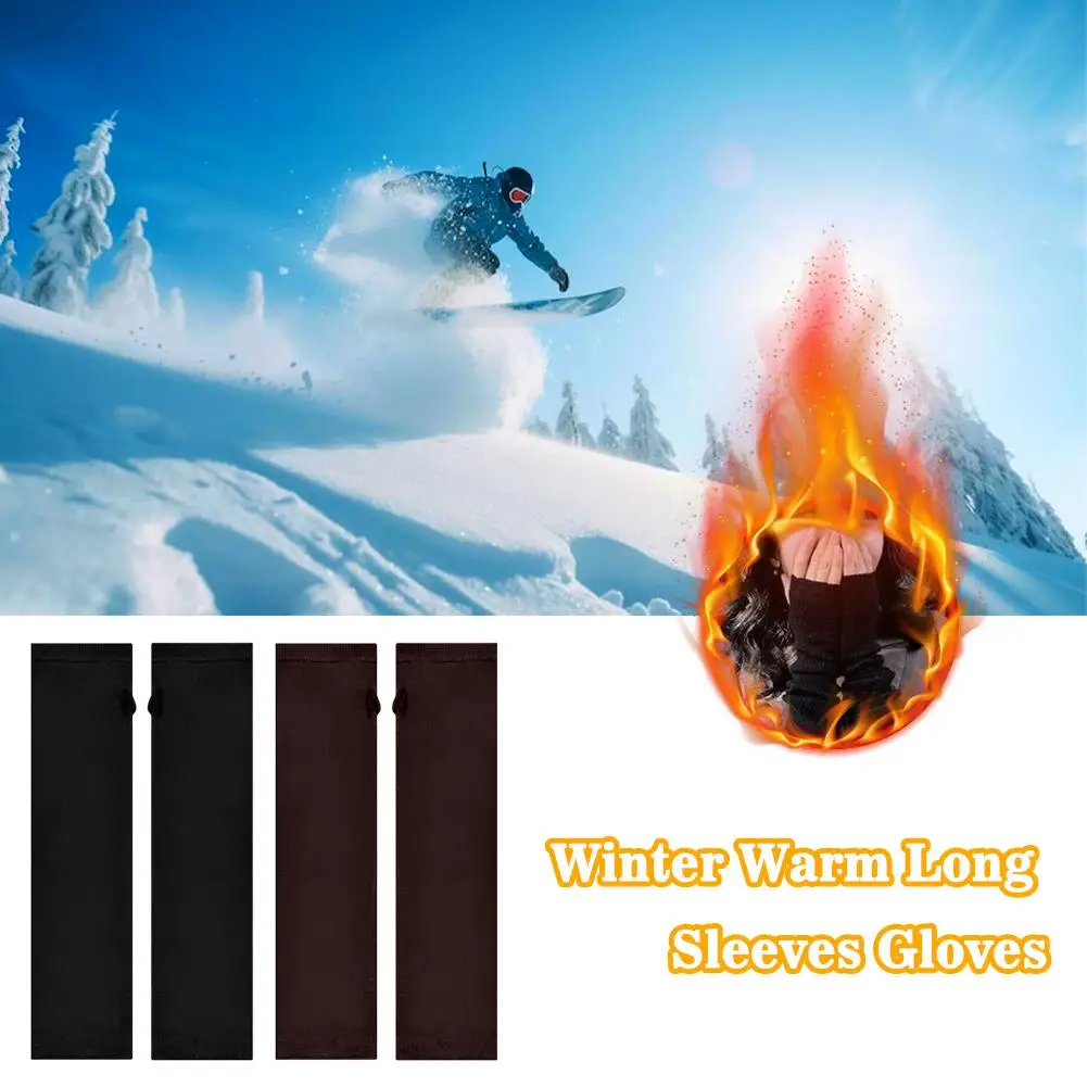 Winter Warm Long Sleeves Gloves Fingerless Stripe Hip-Hop Knitted Elbow Mittens Elastic Outdoor Warmer Arm For Men Women J7J2