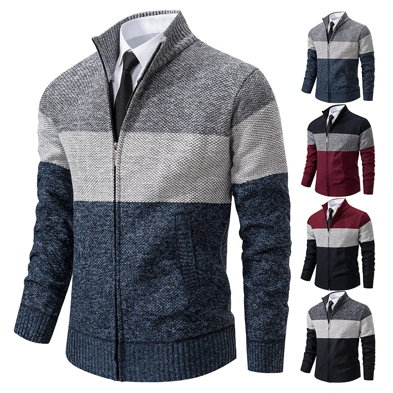 Maglione cardigan da uomo autunno e inverno nuovo cappotto maglione tendenza maglione stand-up