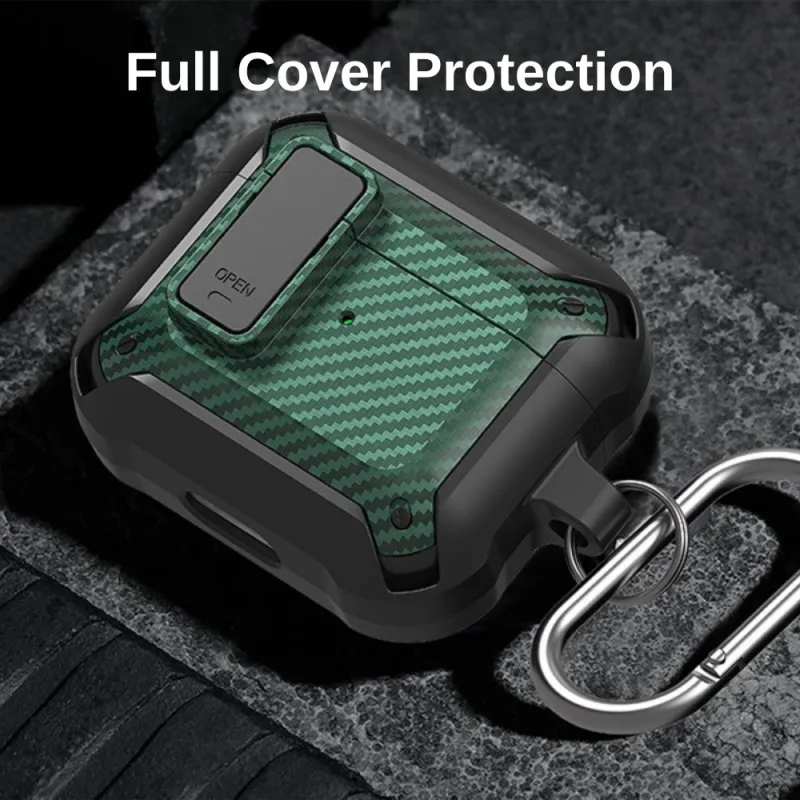 Lock Clip Meshes Full Cover Case AirPods Pro 2, 3 4 Case ShockProof Protective Cover Case Compatible