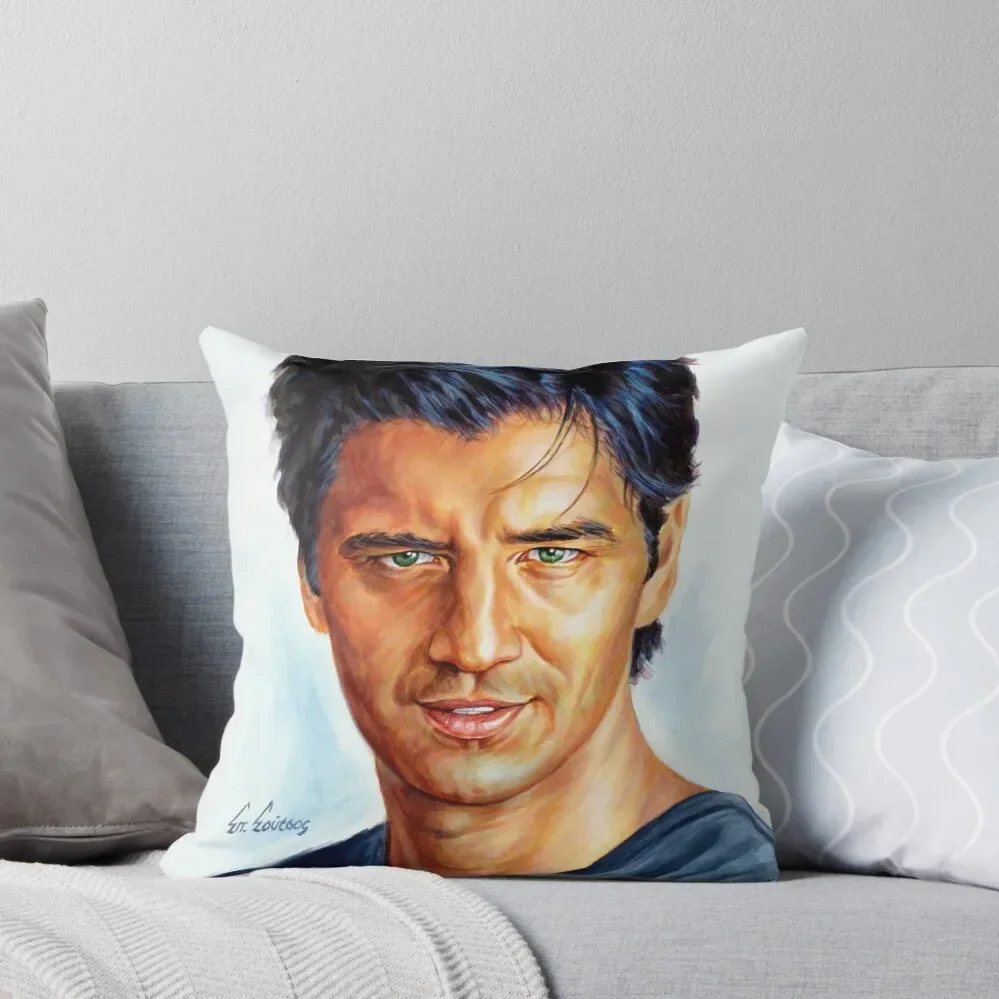 Sakis Rouvas - Σ?κη? Ρουβ?? πορτρα?το ζωγραφικ?? Throw Pillow pillow pillowcase pillows decor home pillow