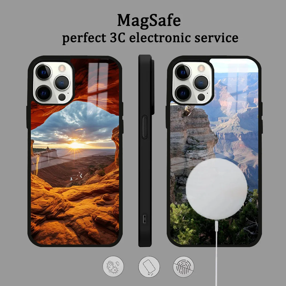 Grand Canyon Phone Case For iPhone 16 15 14 13 12 11 Pro Max Plus Mini Magsafe Mirror Wireless Magnetic Cover