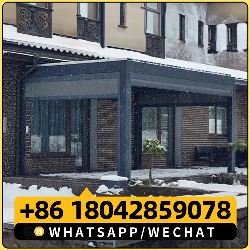 Villa Outdoor Garden Aluminum Windproof Roof Gazebo Canopy Remote Control Electric Louver Insulation Pergola