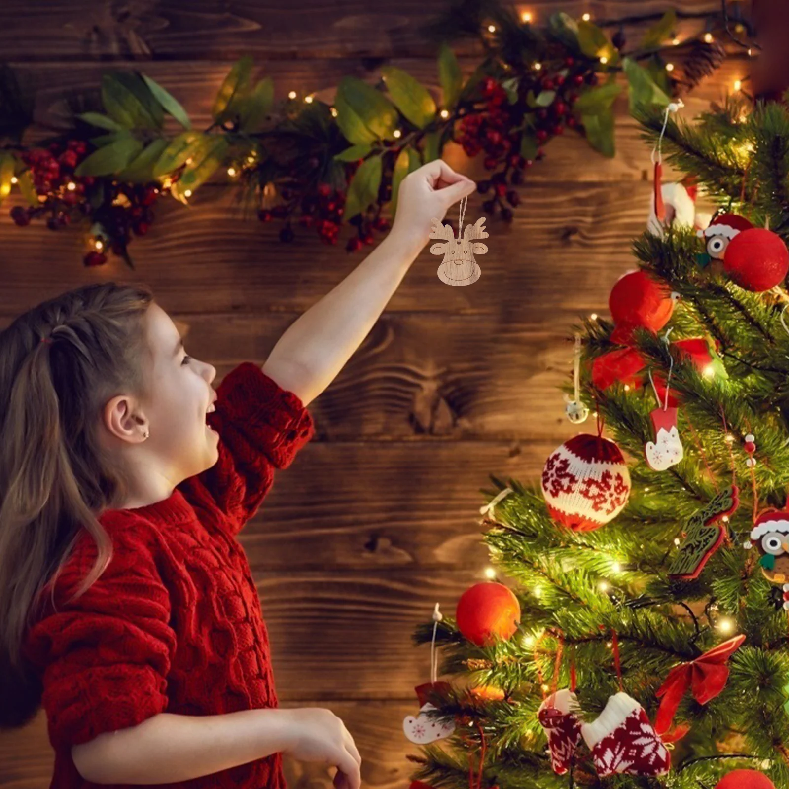 

20pcs Holiday Decoration Ornaments Diy Wood Pieces Unfinished Elk Cutouts For Christmas Tree Graffiti Wooden Slices Hanging