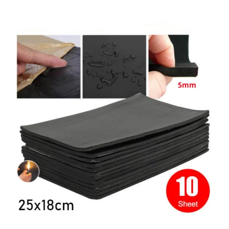 

10PCS Car Silent Proofing Sound Deadening Damping Mat For Compact Van Camper Auto Interior Sound Heat Insulation Cotton 5mm