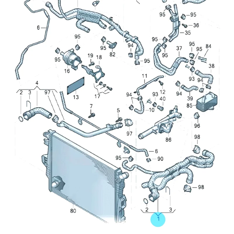 

For Touareg 3.6 2011-2018 Turbo Intercooler Hose Coolant Water Pipe Replacement Parts- 7P6122101M 7P6122101L