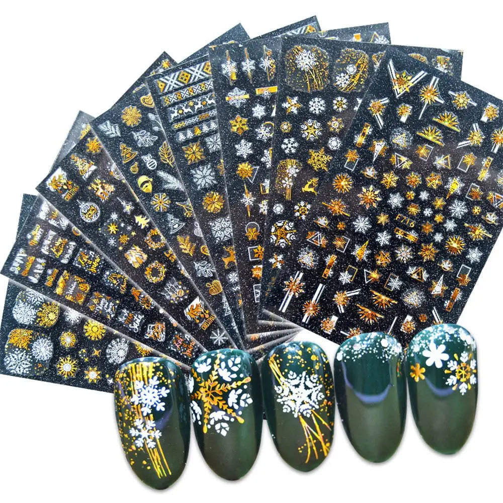 

Adhesive Nail Foils Manicure Sliders Holographic Snowflake Nail Sticker Laser Stickers DIY Nail Decals Christmas Nail Stickers