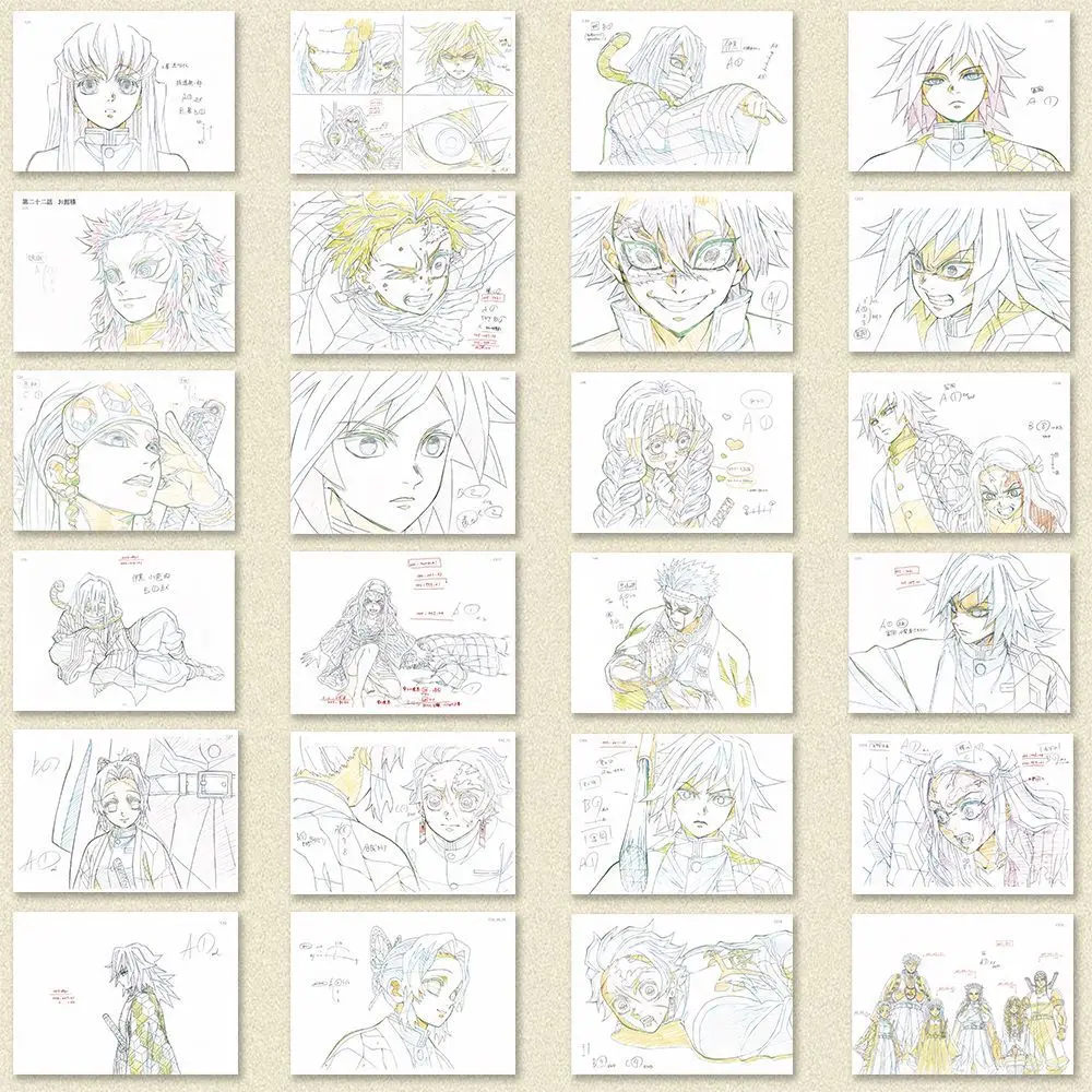 Demon Slayer Line Draft-ansichtkaart Tomioka Giyuu Kamado Tanjirou Anime Perifere herdenkingskaart 24 vellen Niet-herhalend
